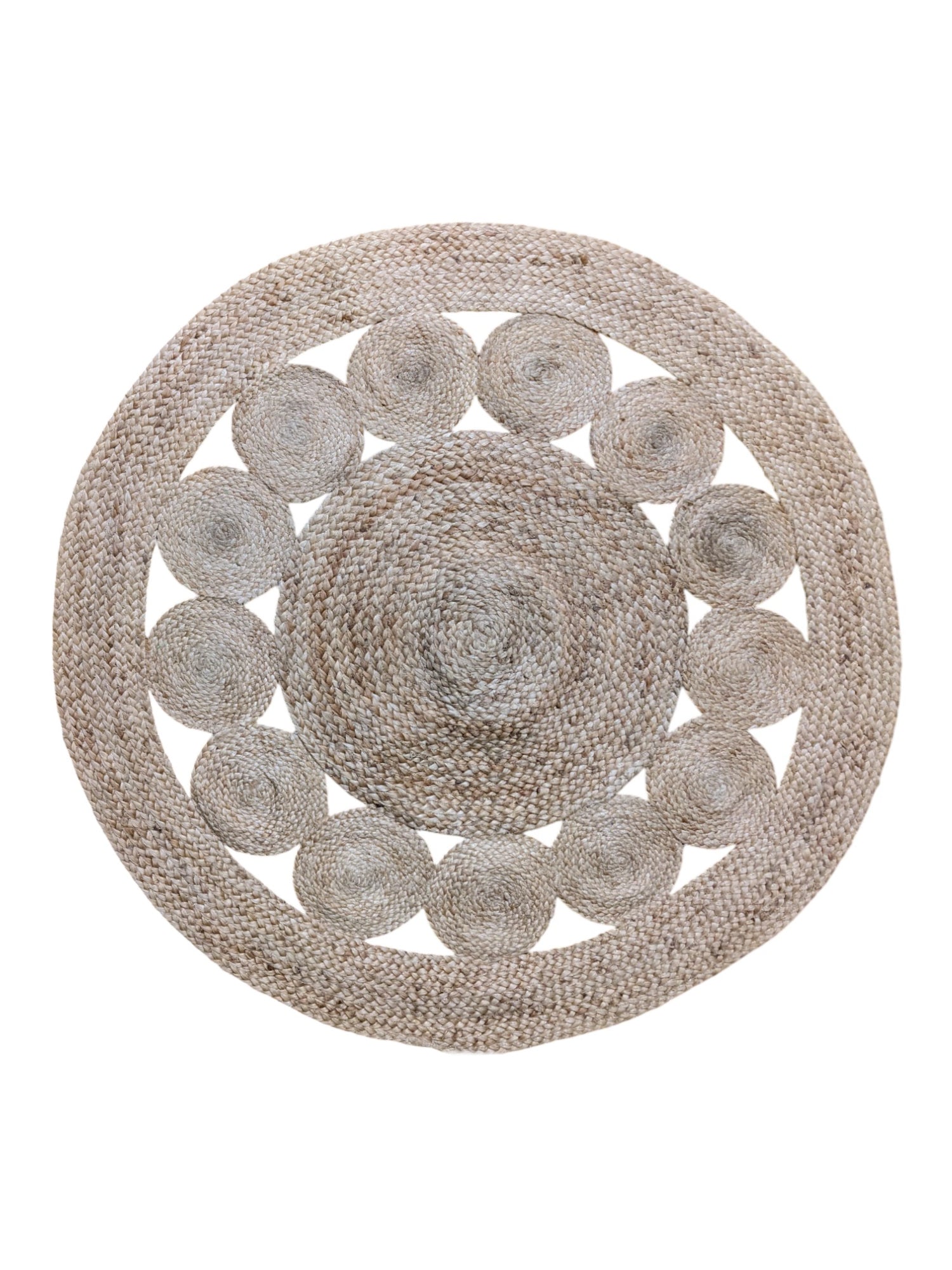 Braided Natural Round Jute Rug - 95 x 95 cm