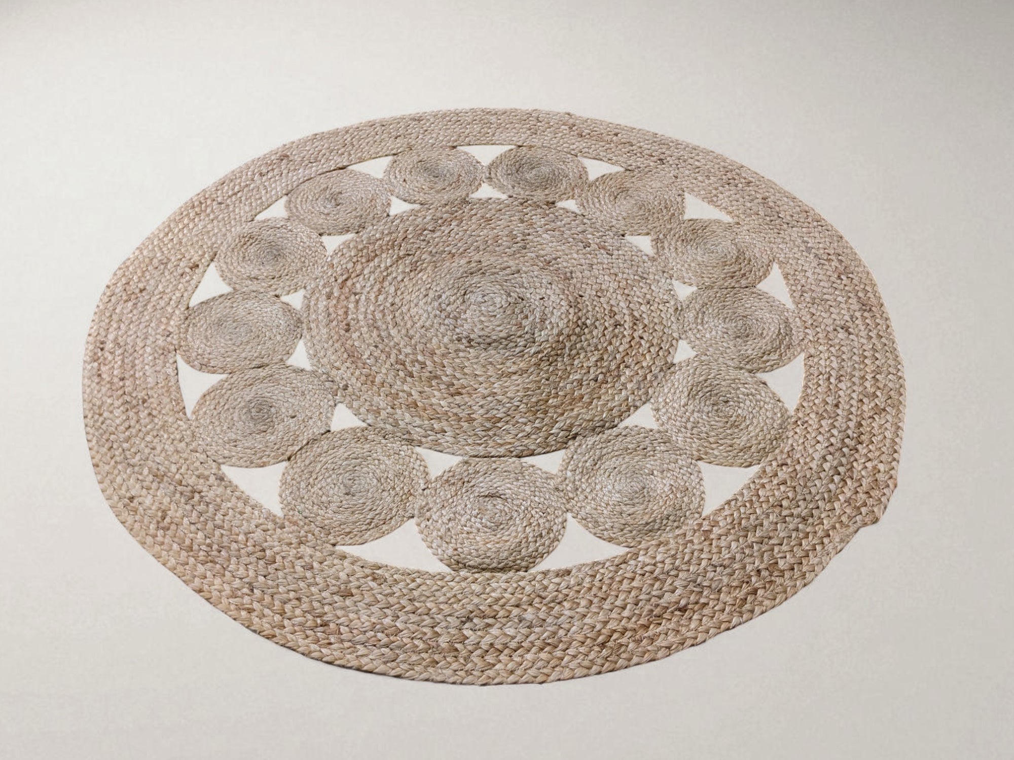 Braided Natural Round Jute Rug - 95 x 95 cm