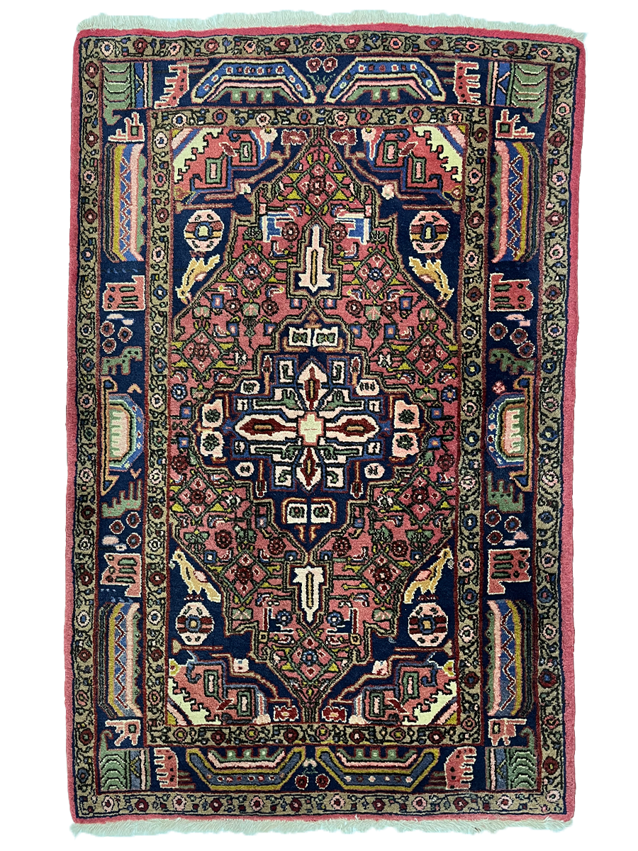 Nahavand Persian Vintage Hand Knotted Wool Rug - 150 x 100 cm