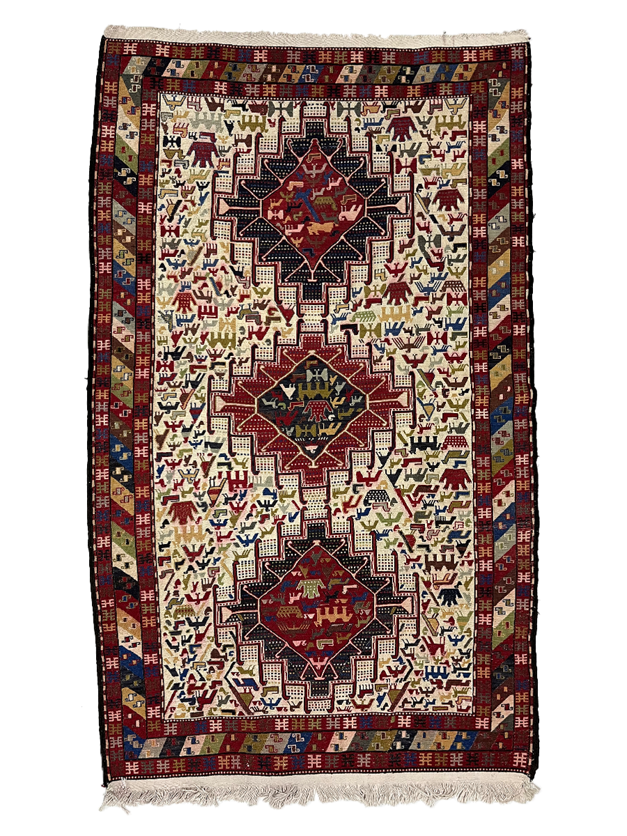 Kilim Persian Vintage Hand Knotted Wool Rug - 200 x 120 cm
