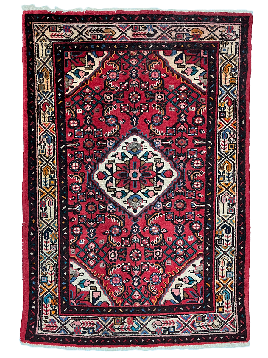 Hamadan Persian Vintage Hand Knotted Wool Rug - 150 x 100 cm