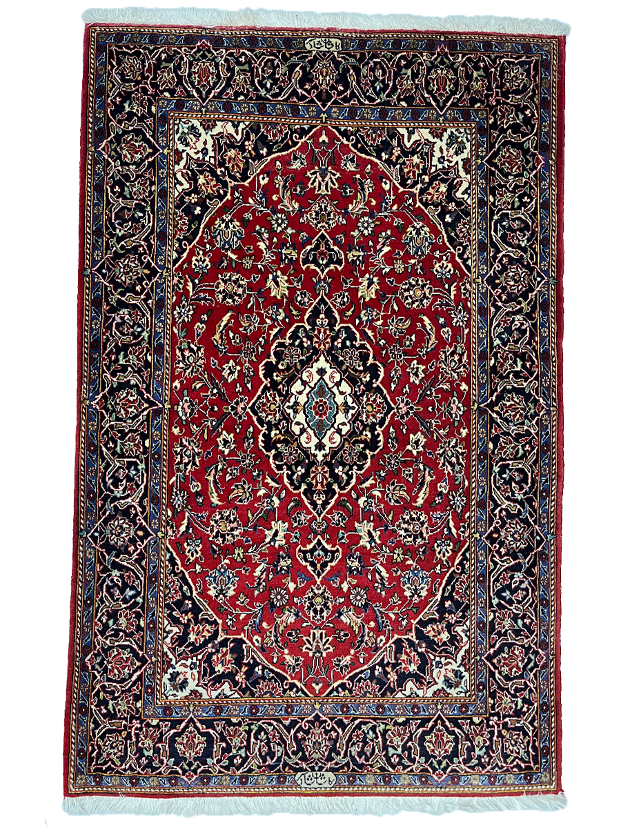 Kashan Persian Vintage Hand Knotted Wool Rug - 170 x 115 cm