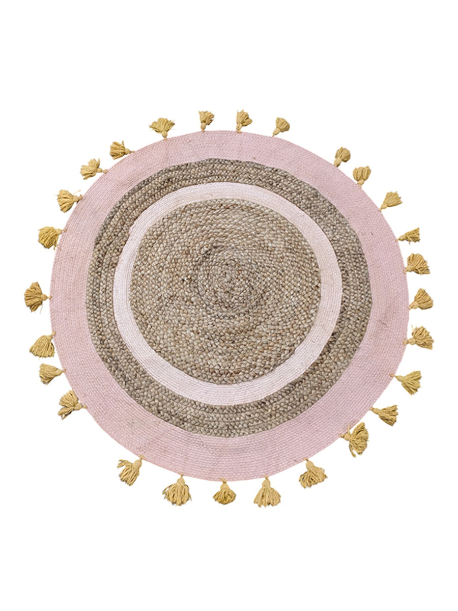 Braided Natural Round Jute Rug - 98 x 98 cm