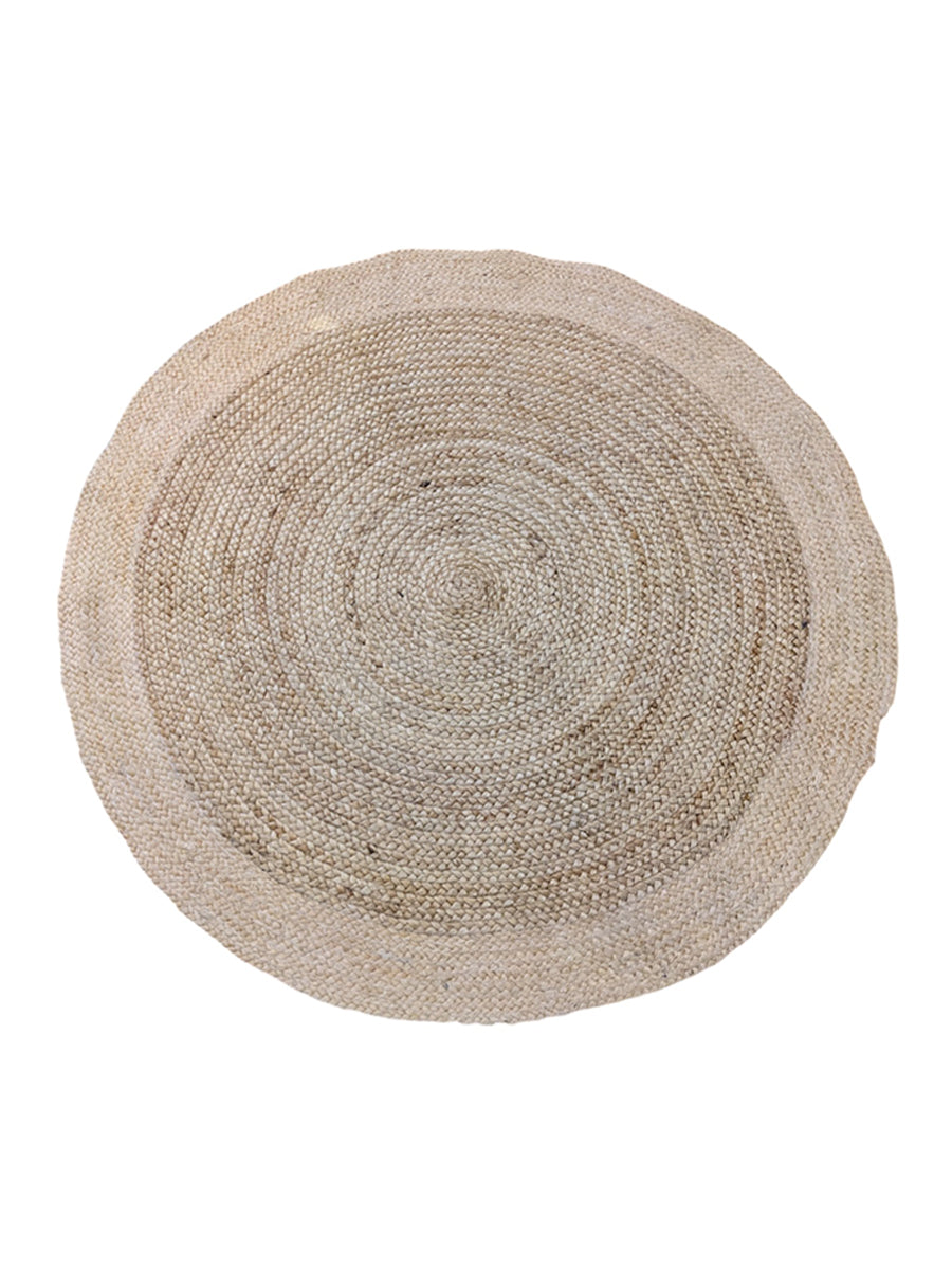 Braided Natural Round Jute Rug  - 125 x 125 cm