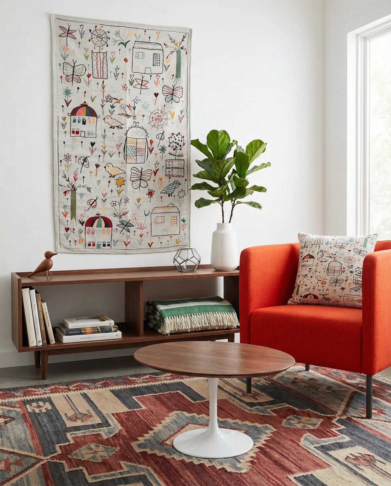 Suzani Hand Embroidered Kilim - Size: 200 x 122 cm