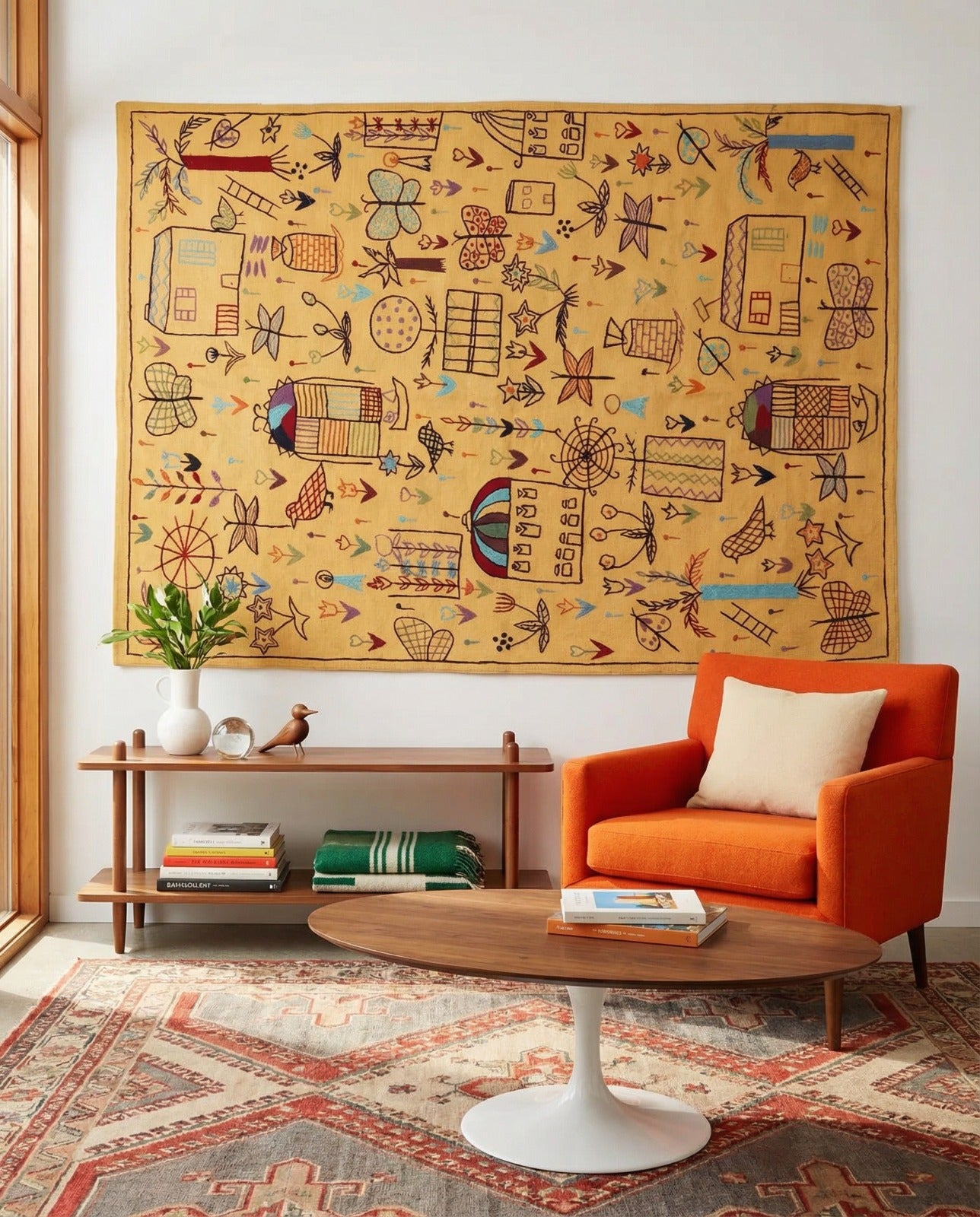 Suzani Hand Embroidered Kilim - Size: 210 x 150 cm