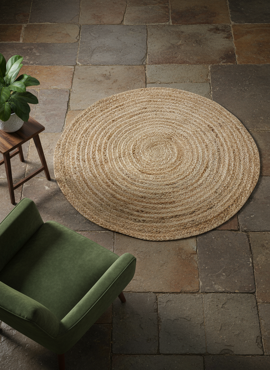 Braided Natural Jute Rug - 85 x 85 cm