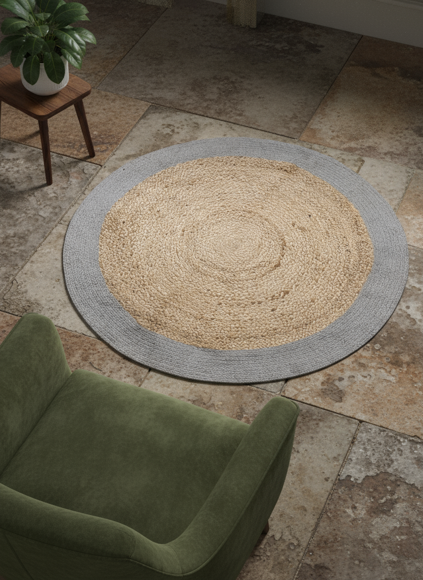 Braided Natural Round Jute Rug  - 64 x 64 cm