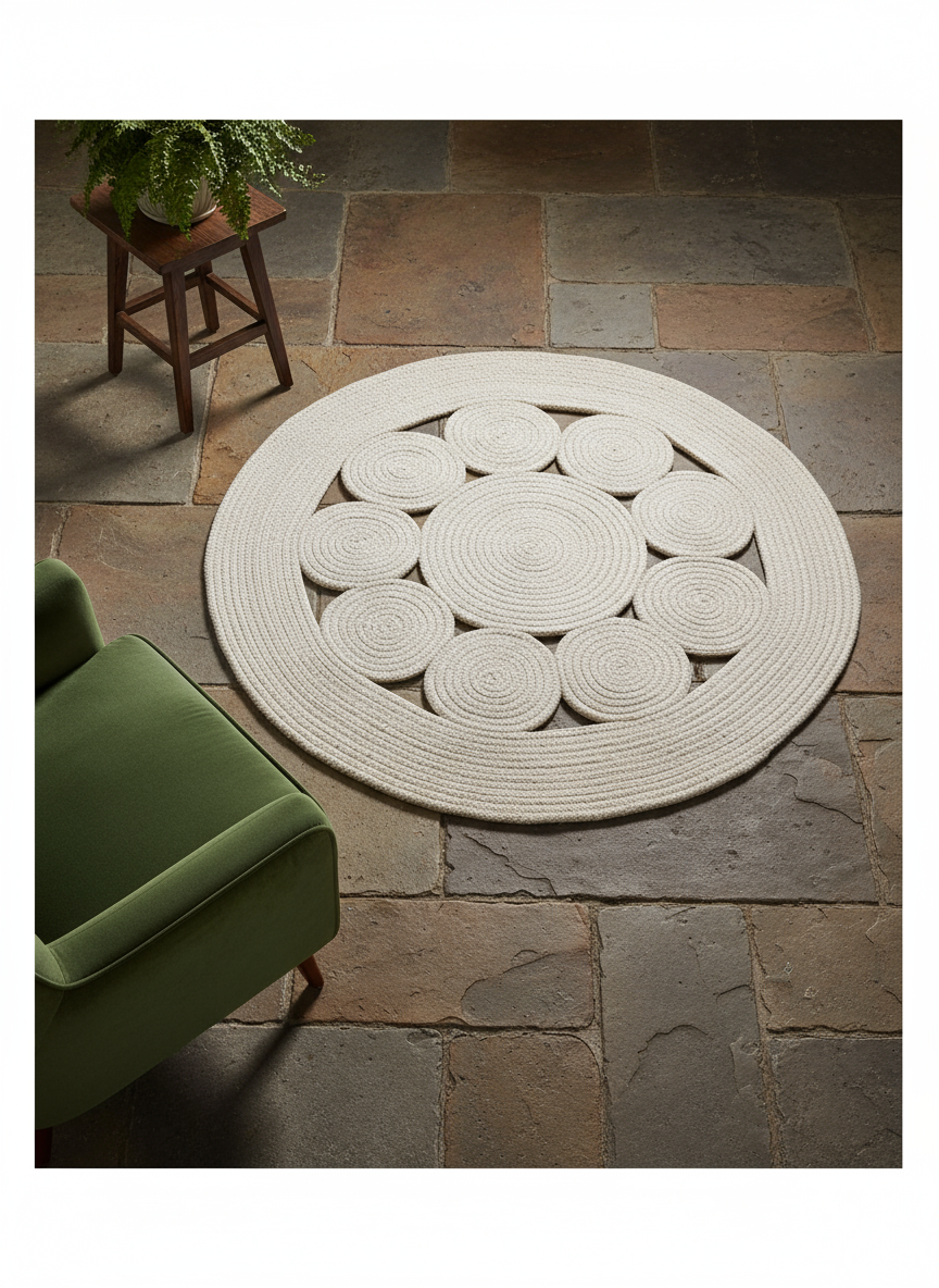 Braided Natural Jute Rug - 85 x 85 cm