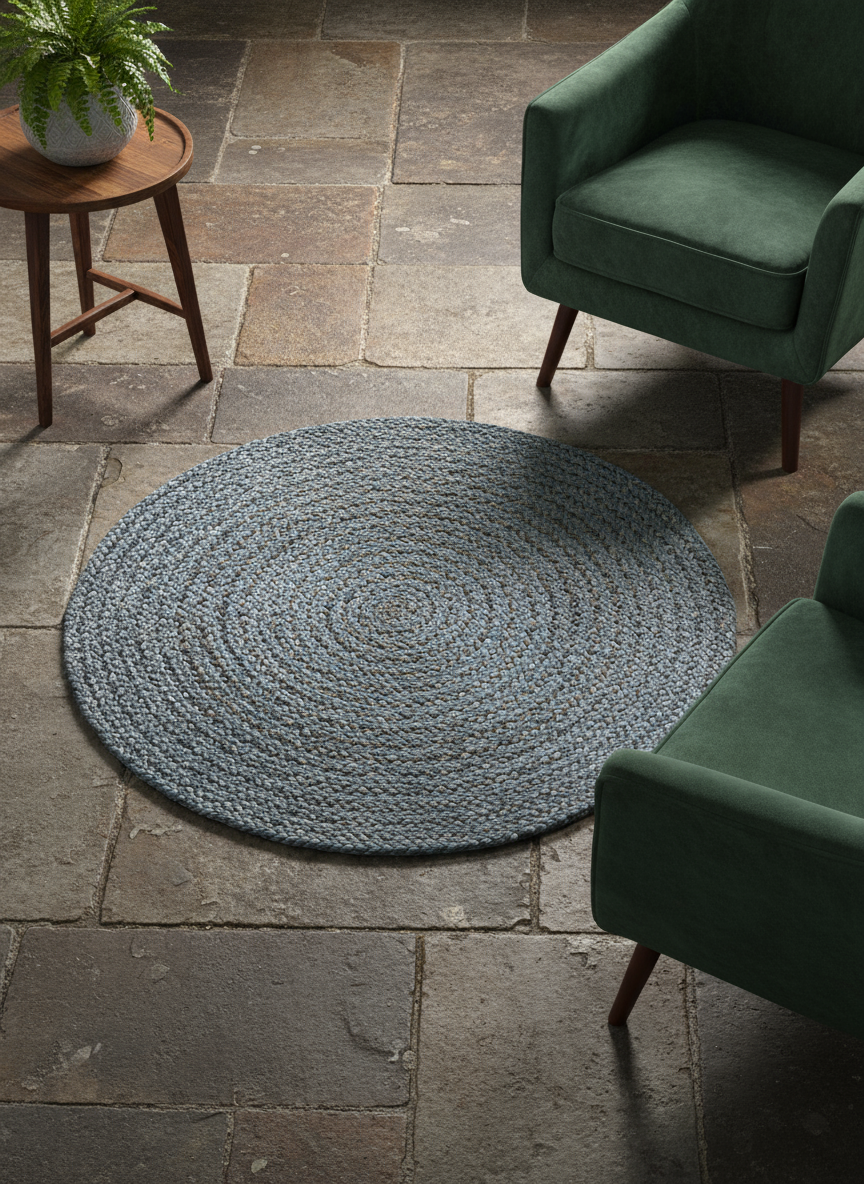 Braided Overdyed Round Jute Rug - 64 x 64 cm