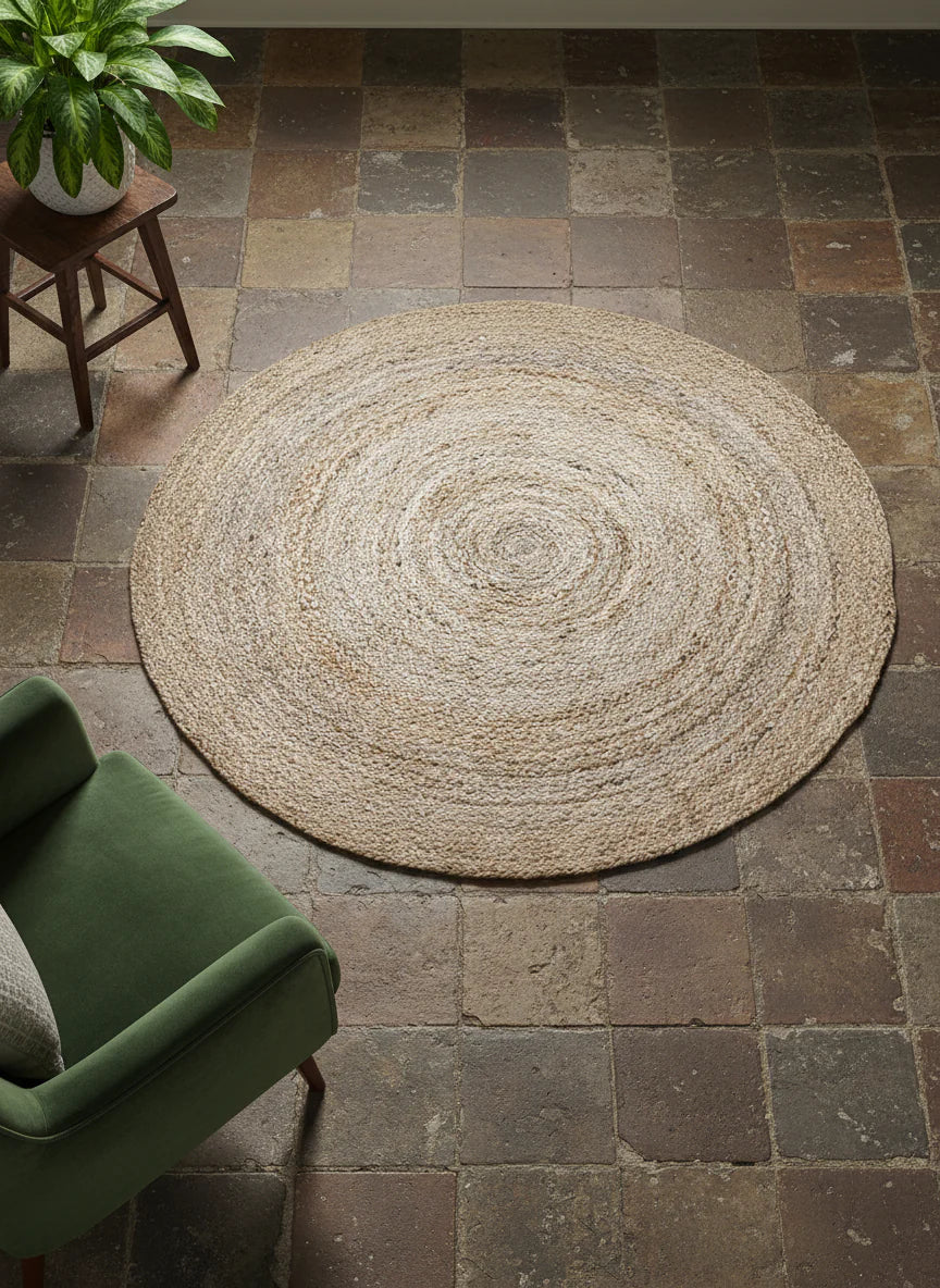 Braided Natural Round Jute Rug  - 94 x 94 cm