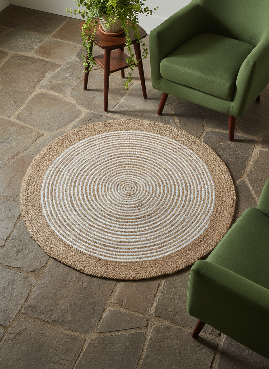 Braided Natural Jute Rug - 94 x 94 cm