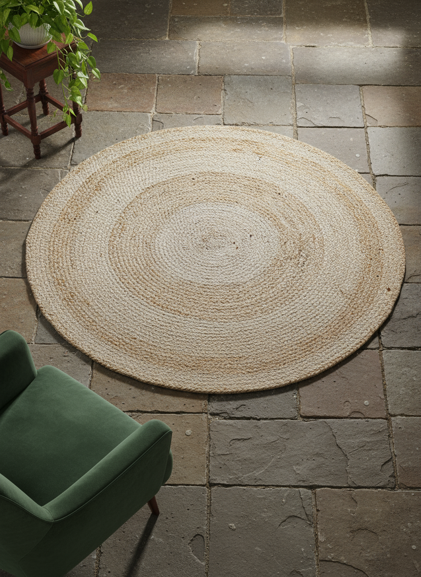 Braided Natural Jute Rug - 119 x 119 cm
