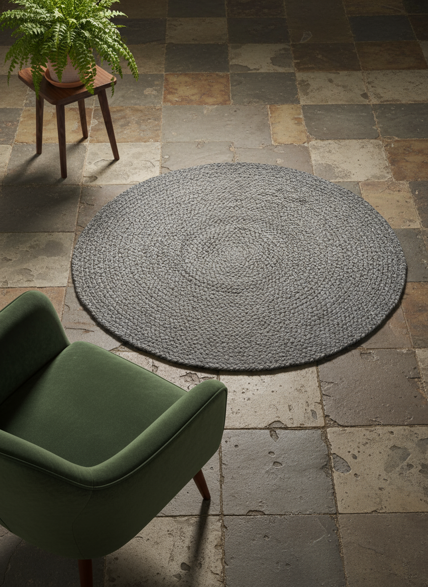 Braided Overdyed Jute Rug - 104 x 104 cm