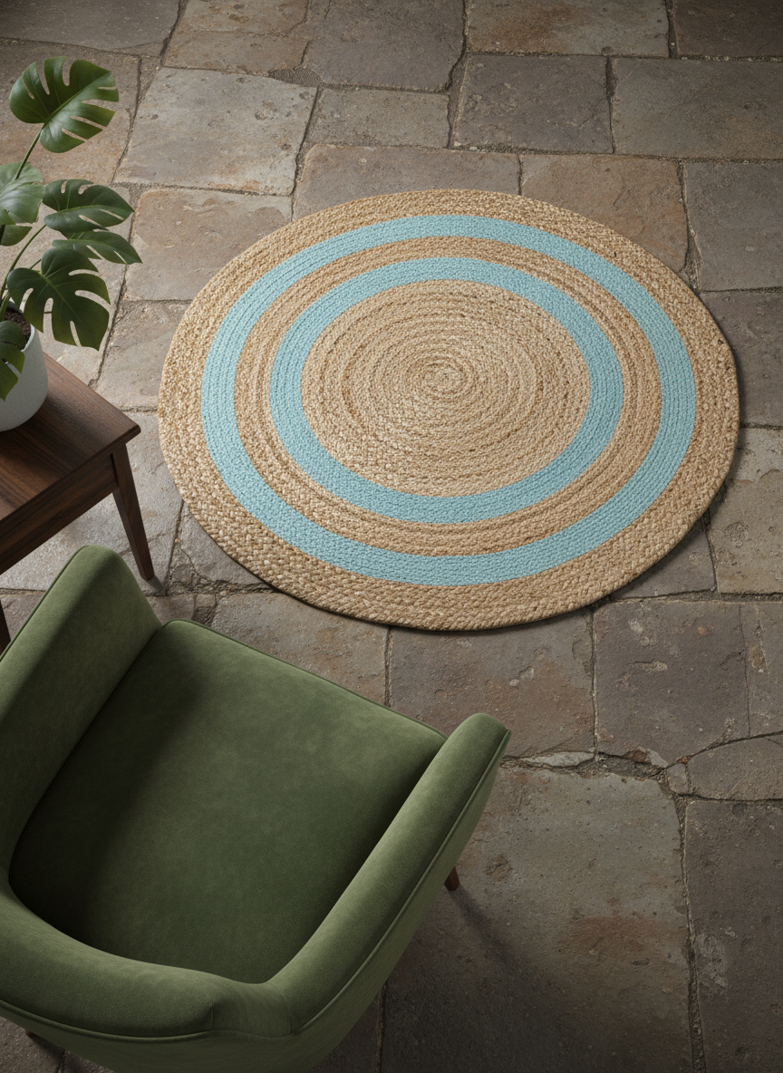 Braided Natural Round Jute Rug - 91 x 91 cm