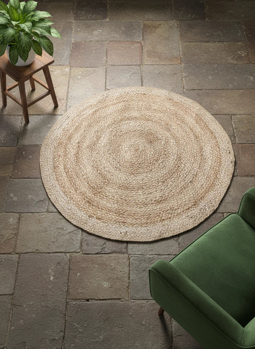 Chunky Natural Jute Rug - 91 x 91 cm
