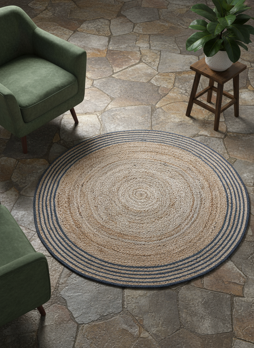 Braided Natural Round Jute Rug  - 94 x 94 cm
