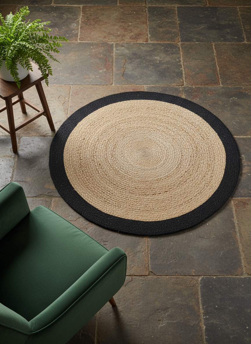 Braided Natural Round Jute Rug  - 122 x 122 cm