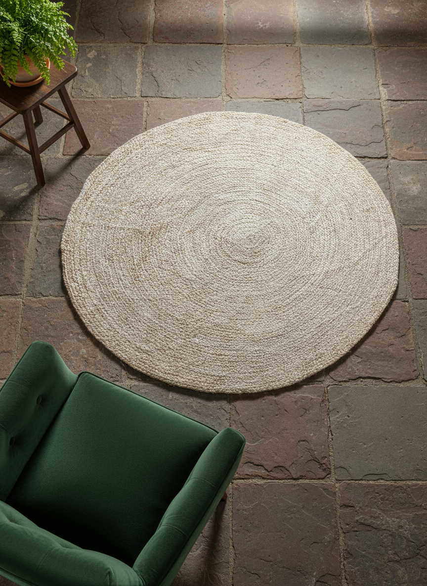 Braided Natural Jute Rug - 122 x 122 cm