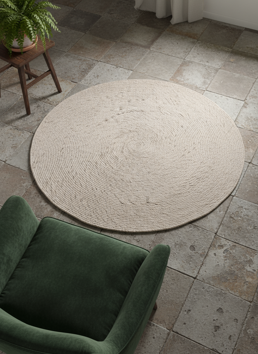 Braided Overdyed Jute Rug - 122 x 122 cm