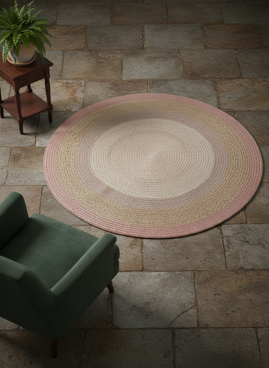 Braided Natural Round Jute Rug - 122 x 122 cm