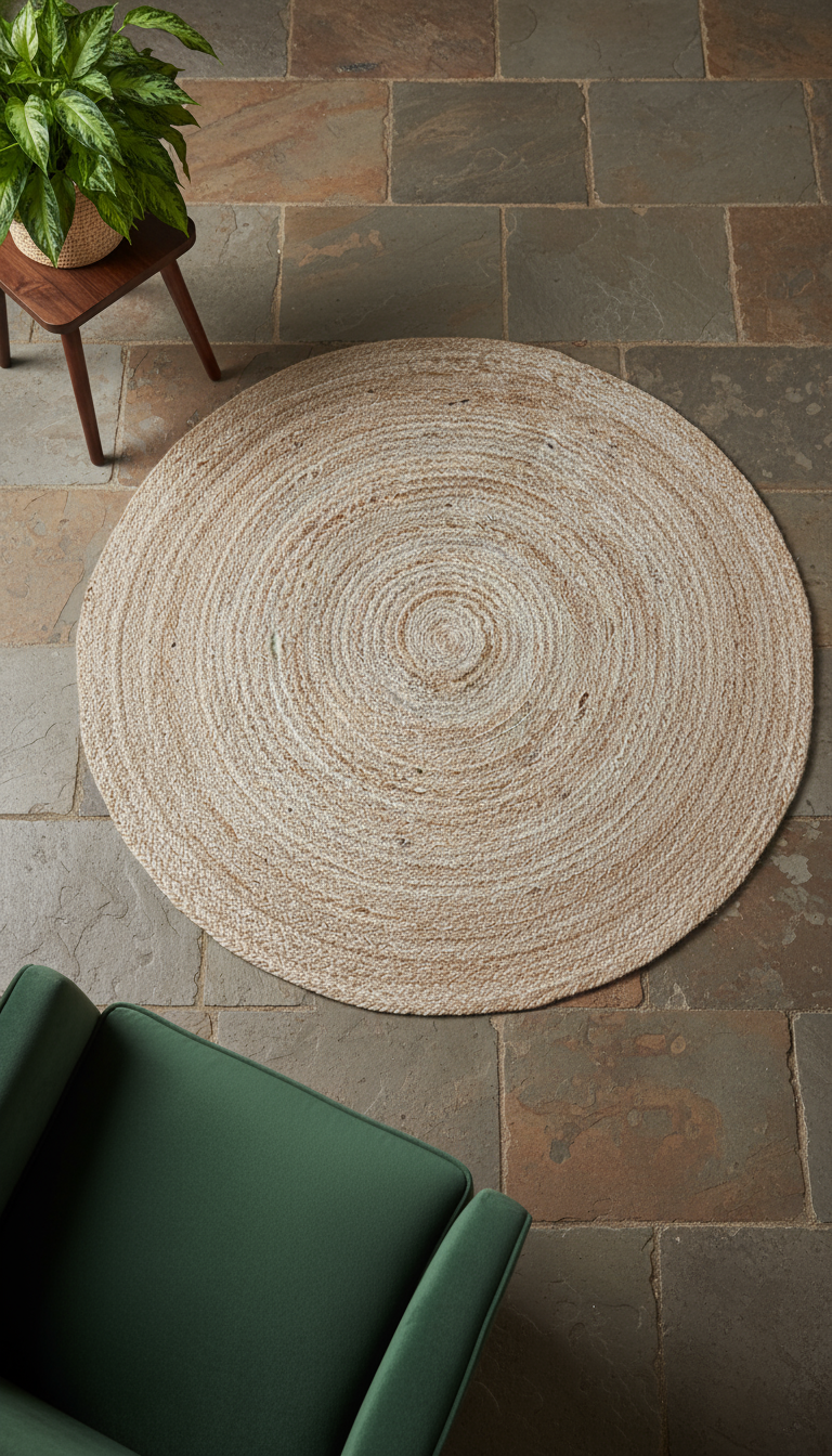 Braided Natural Jute Rug - 137 x 137 cm