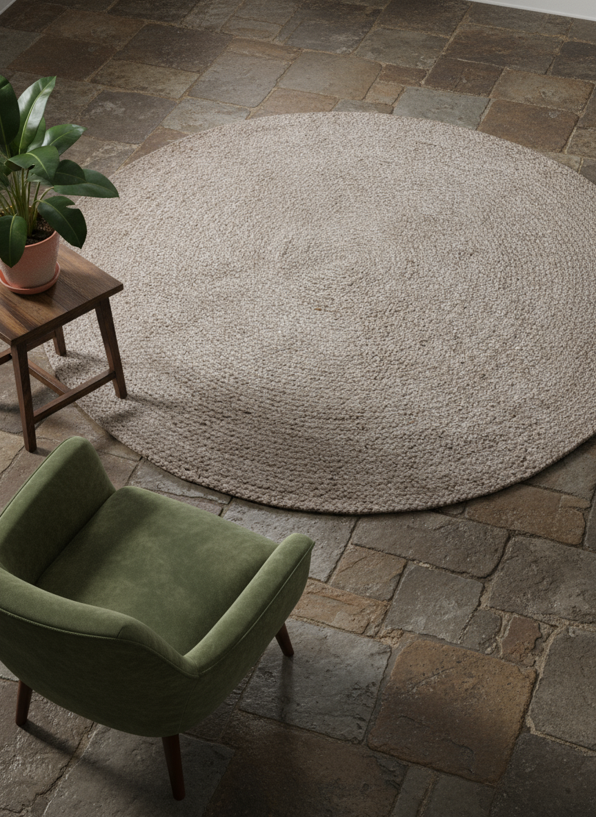 Braided Overdyed Jute Rug - 162 x 162 cm