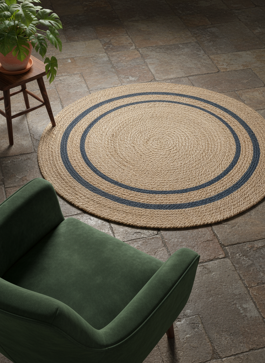 Braided Natural Jute Rug - 152 x 152 cm