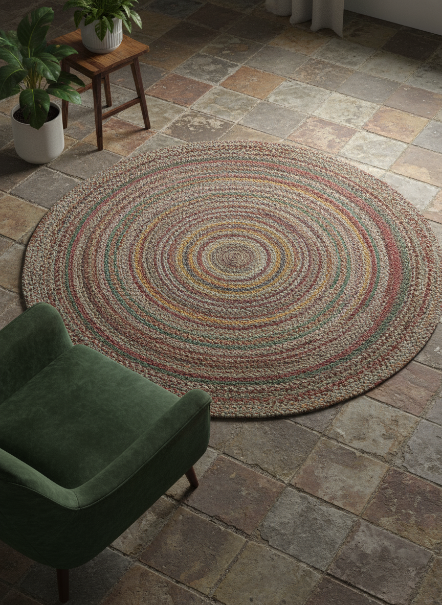 Braided Overdyed Jute Rug - 213 x 213 cm