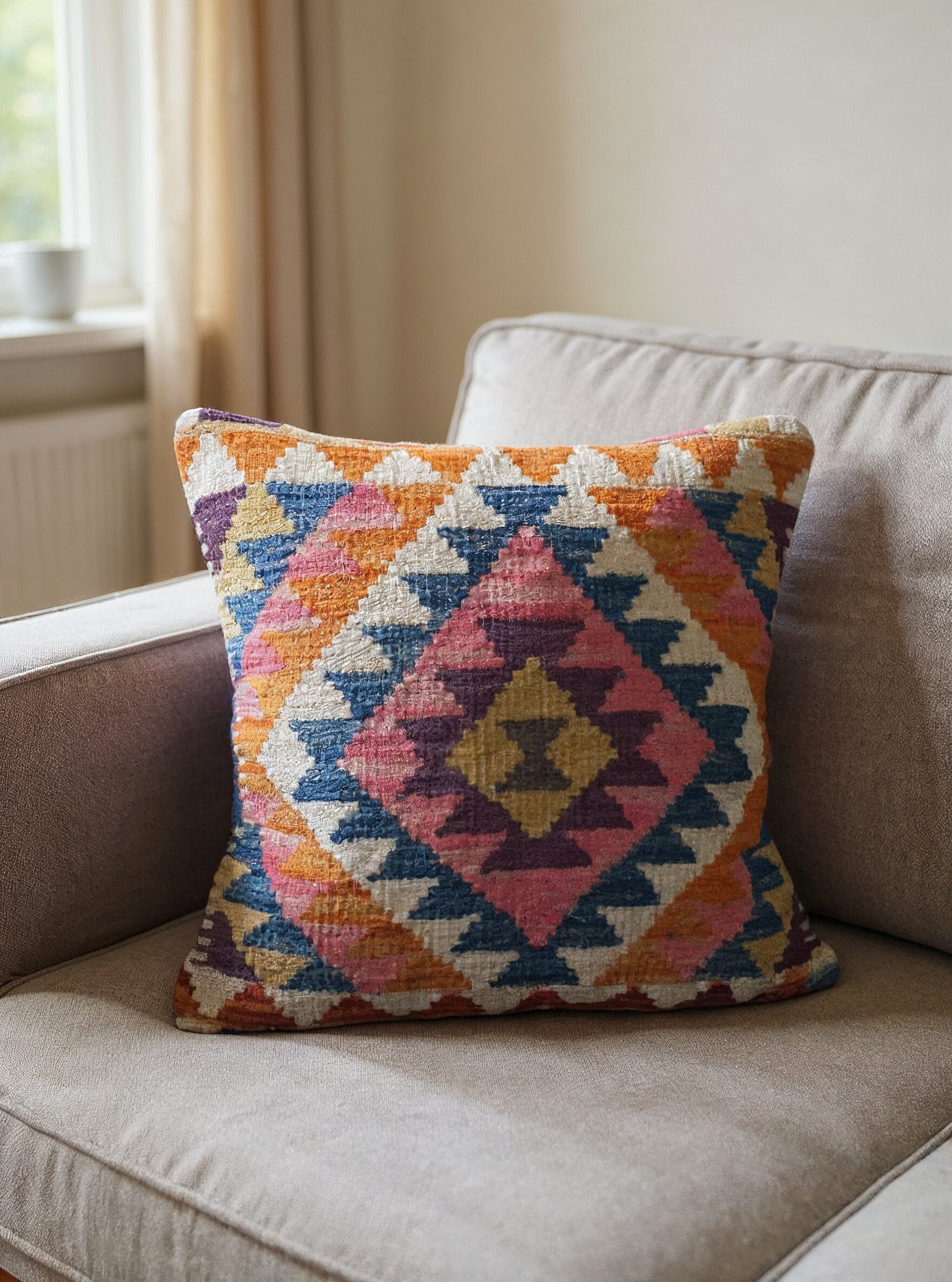 Afghan Kilim Cushion Cover - 45 x 45 cm