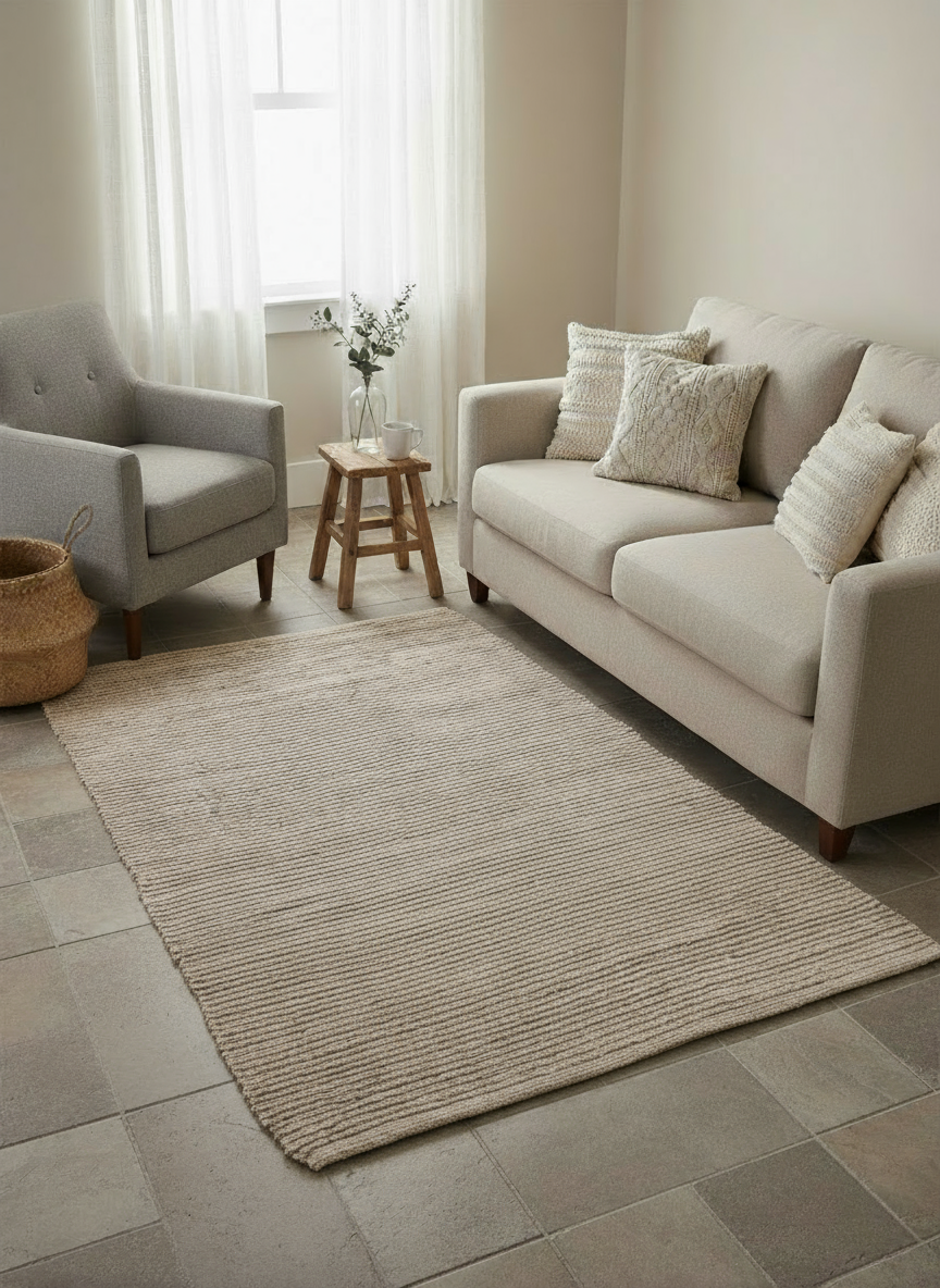 Braided Natural Jute Rug - 201 x 146 cm