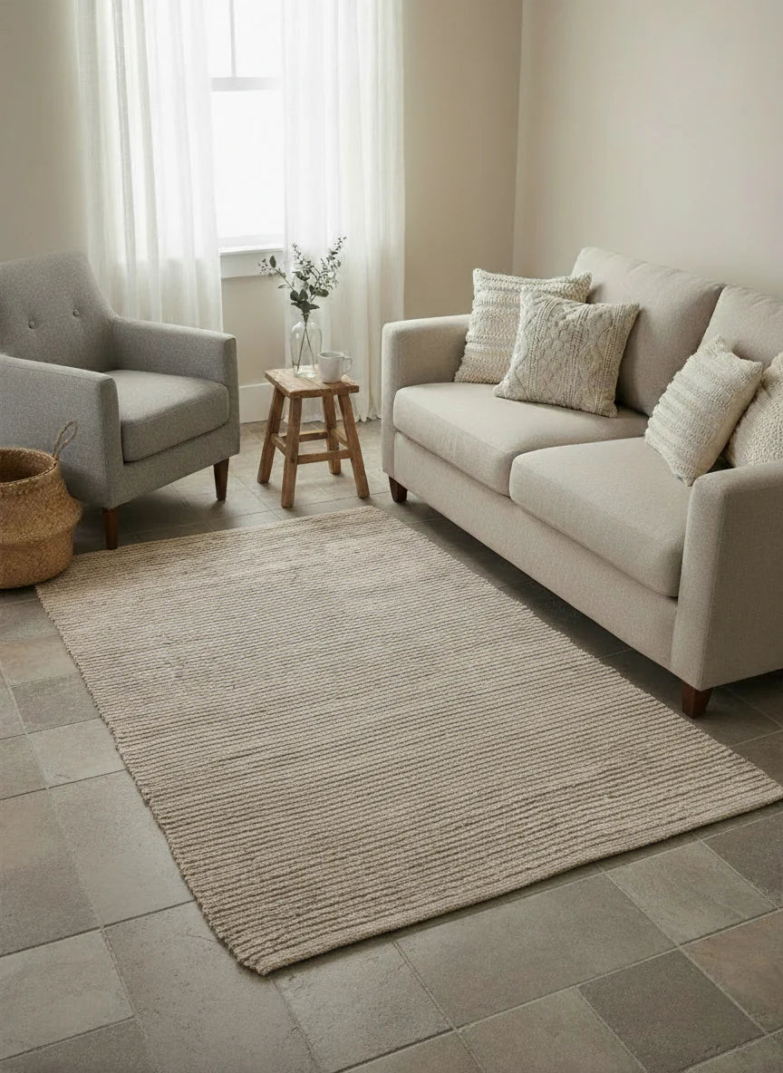 Braided Natural Jute Rug - 201 x 146 cm