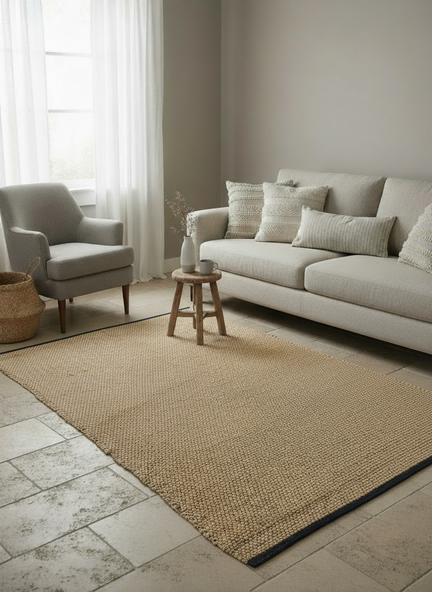 Braided Natural Jute Rug - 186 x 146 cm