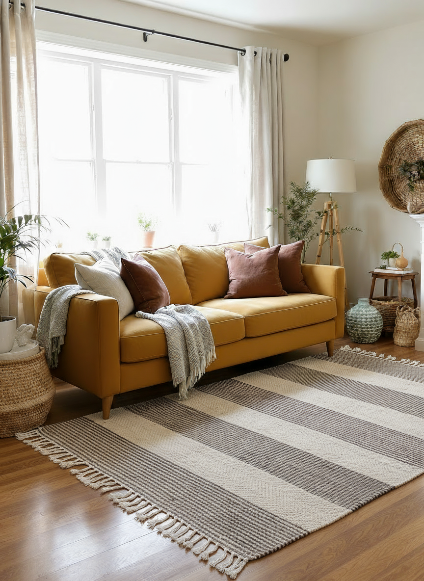 Flatweave Natural Jute Rug - 186 x 134 cm