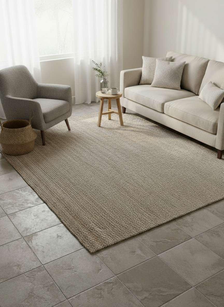 Chunky Natural Jute Rug - 186 x 180 cm