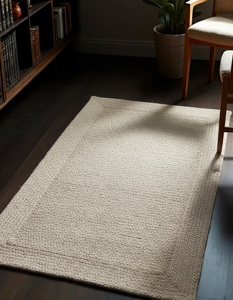 Braided Natural Jute Rug - 131 x 79 cm