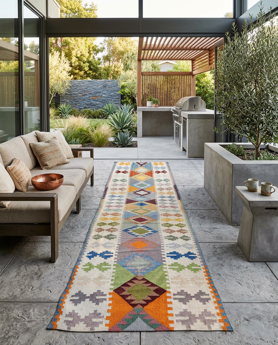Modern Flatweave Rug - Size: 250 x 80 cm