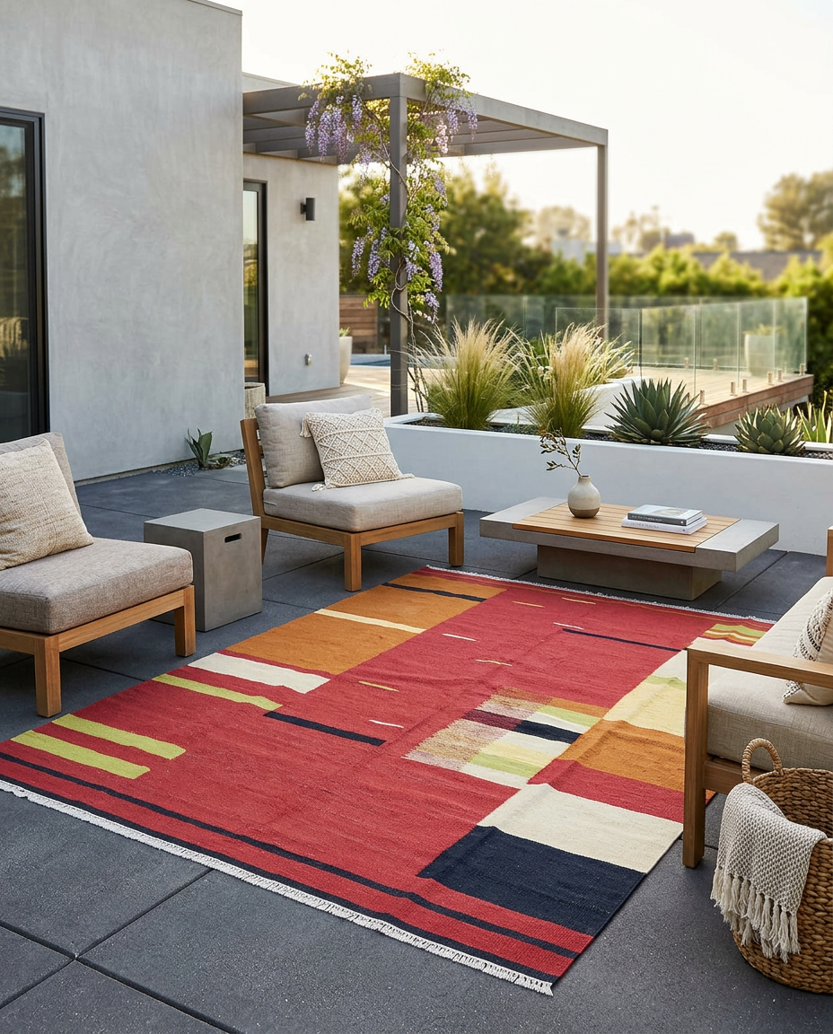 Modern Flatweave Rug - Size: 209 x 123 cm