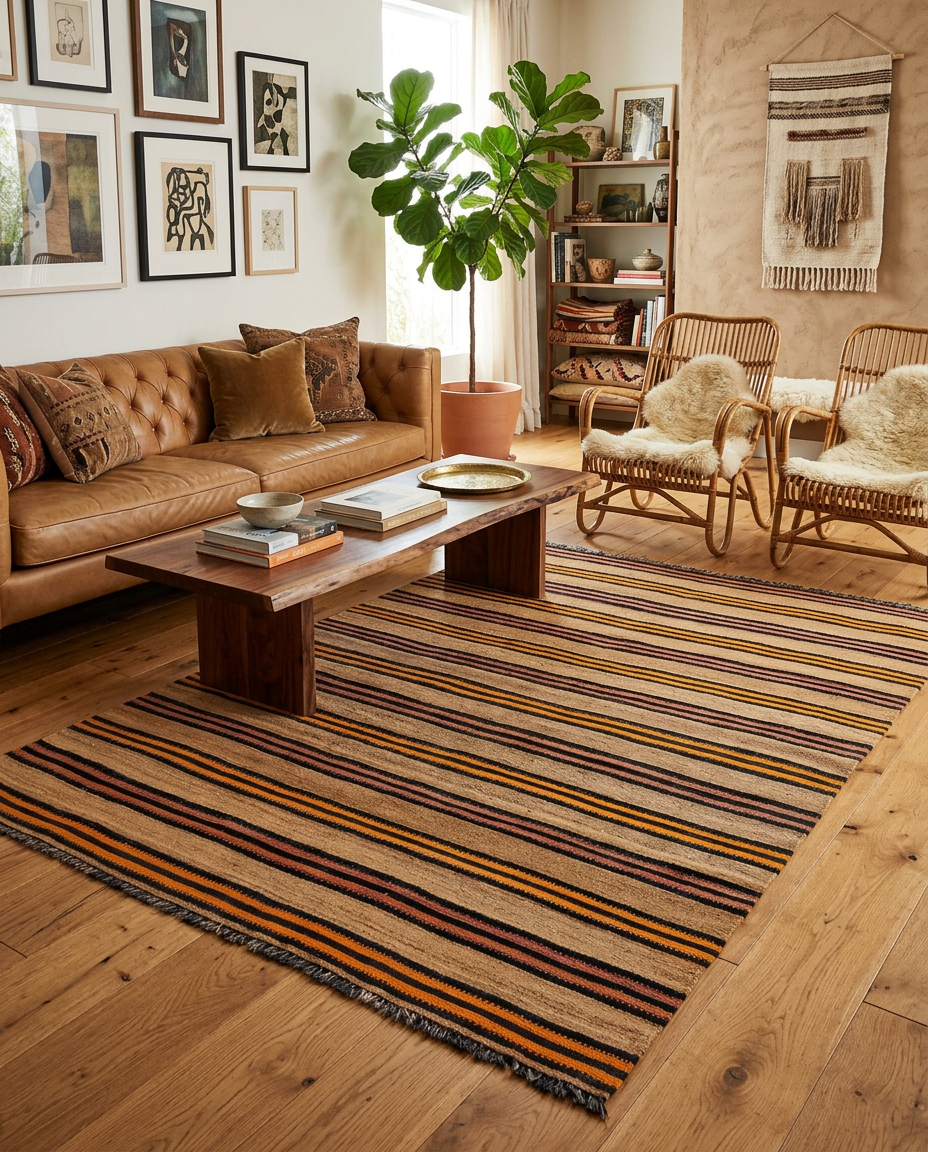 Modern Flatweave Rug - Size: 256 × 140 cm