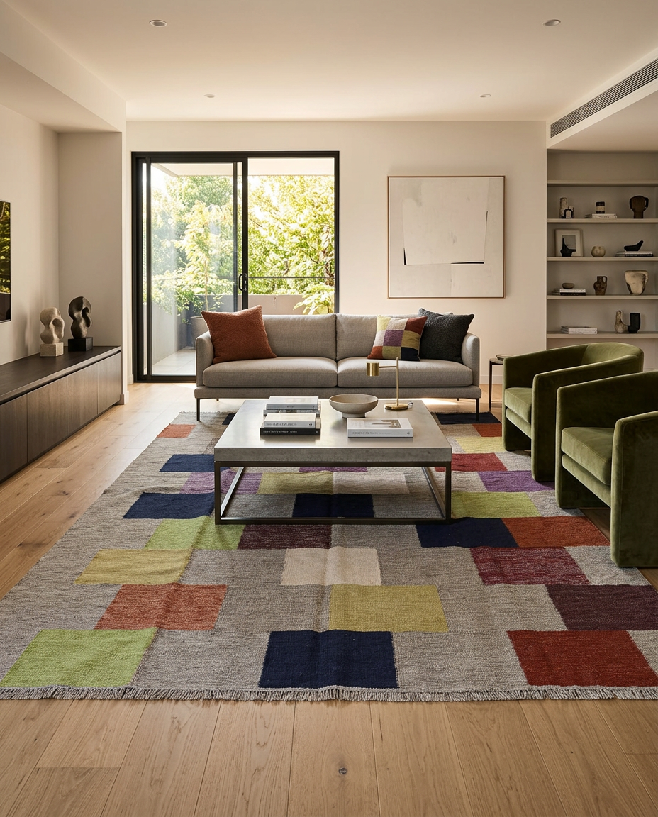 Moderner Flachwebeteppich - Größe: 152 x 100 cm