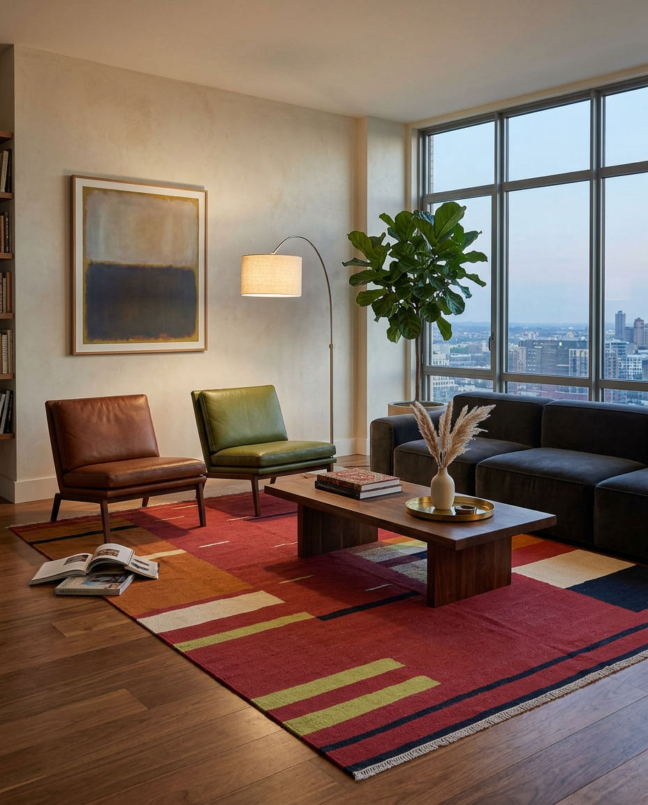 Modern Flatweave Rug - Size: 209 x 123 cm