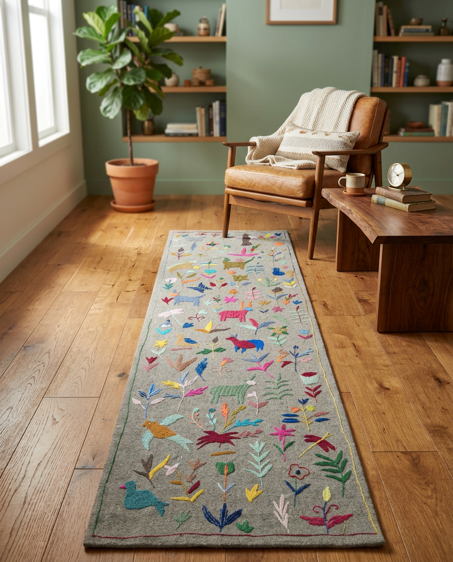 Suzani Handbestickter Kelim - Größe: 80 x 240 cm