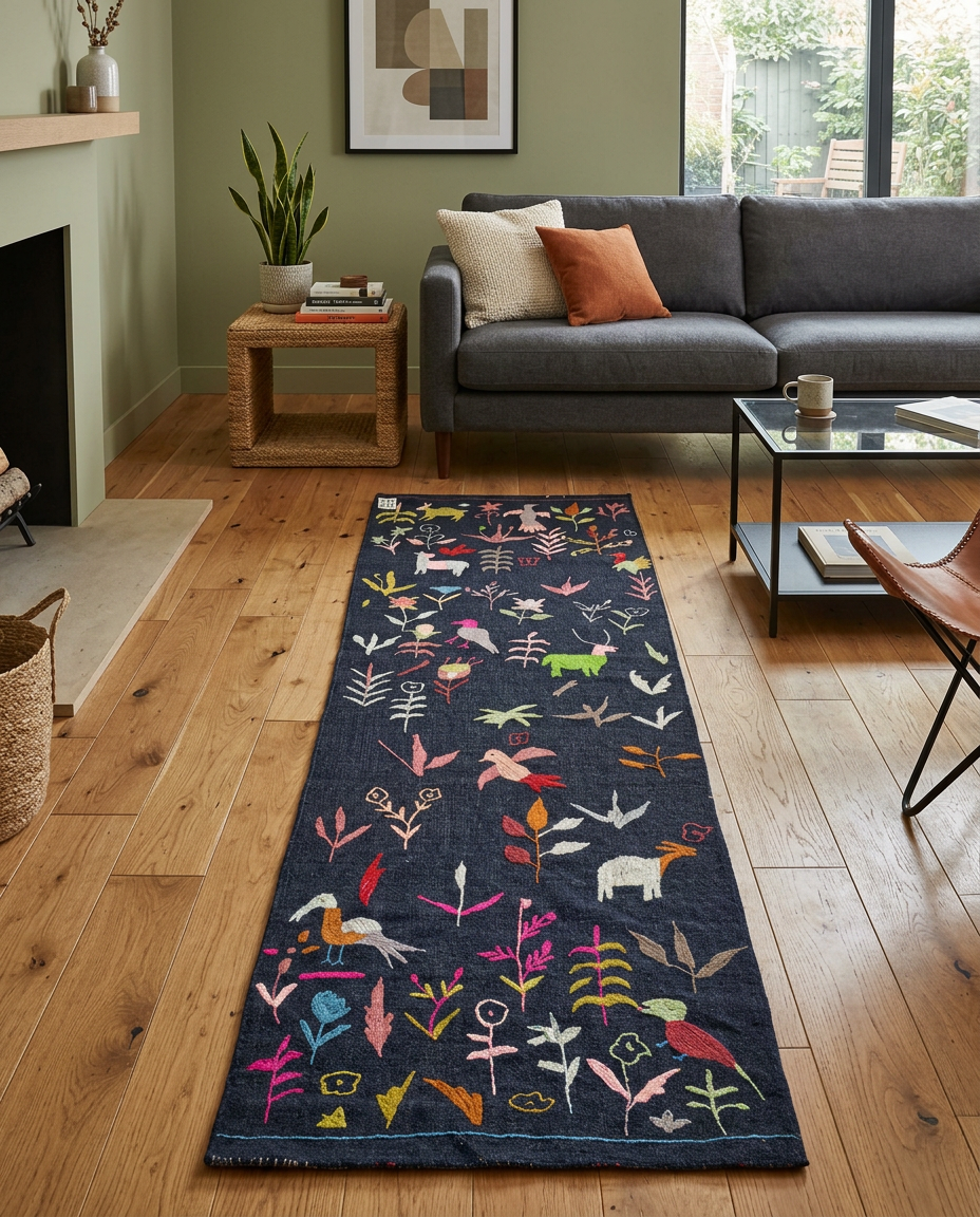 Suzani Hand Embroidered Kilim - Size: 250 x 80 cm