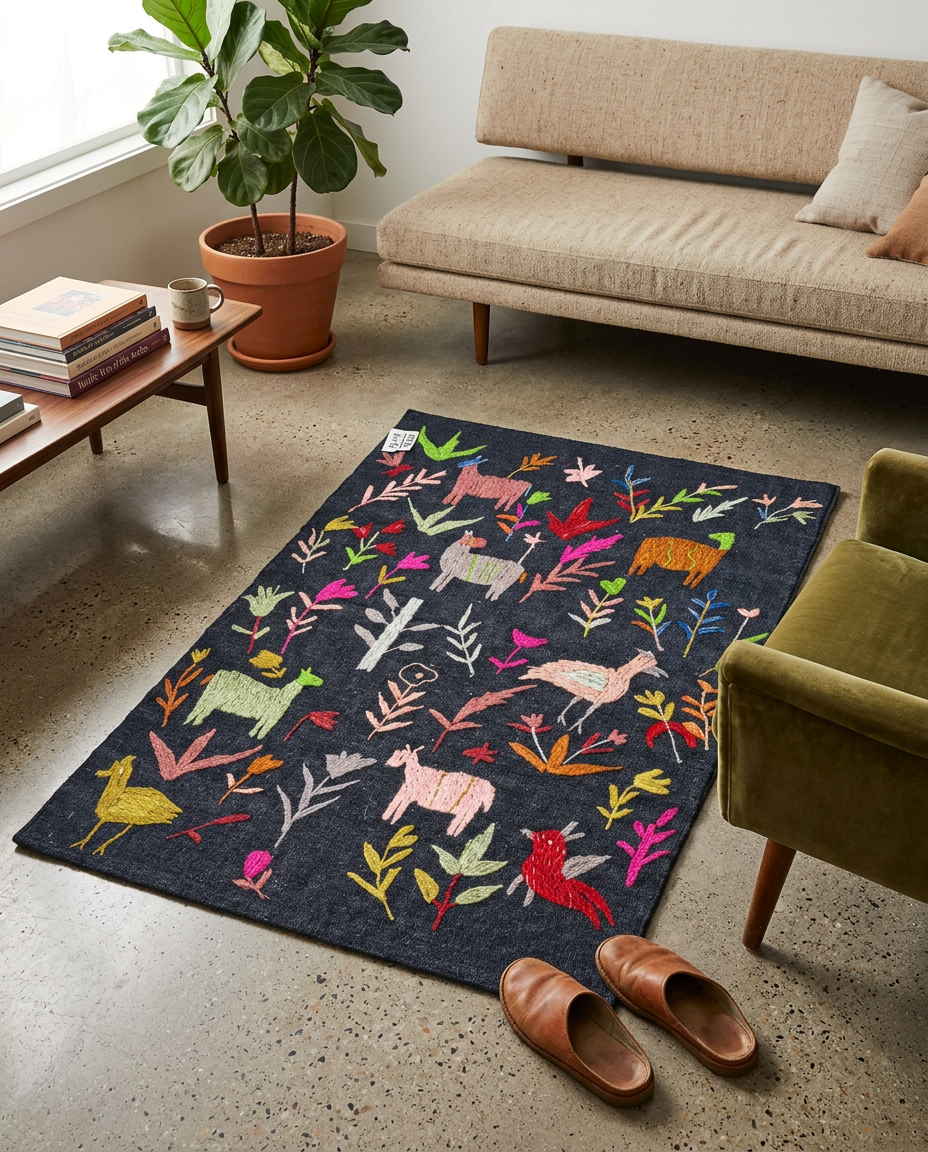 Suzani Hand Embroidered Kilim - Size: 90 x 60 cm