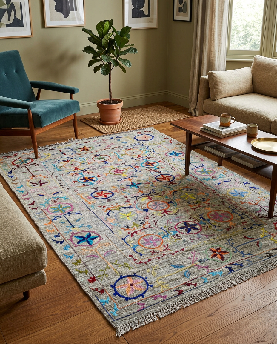 Suzani Handgestickter Kelim – Größe: 300 x 200 cm