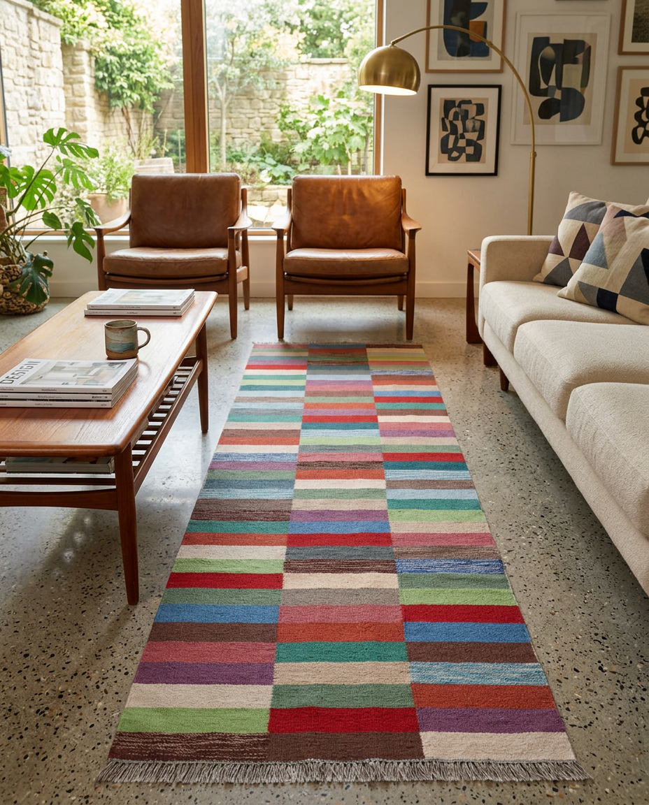 Modern Flatweave Rug - Size: 300 x 80 cm