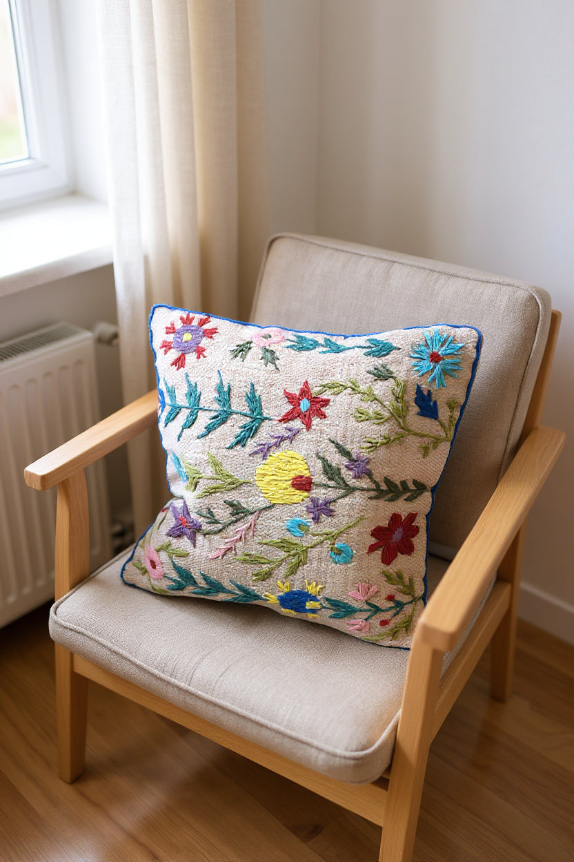 Suzani Hand Embroidered Cushion Cover - 45 x 45 cm