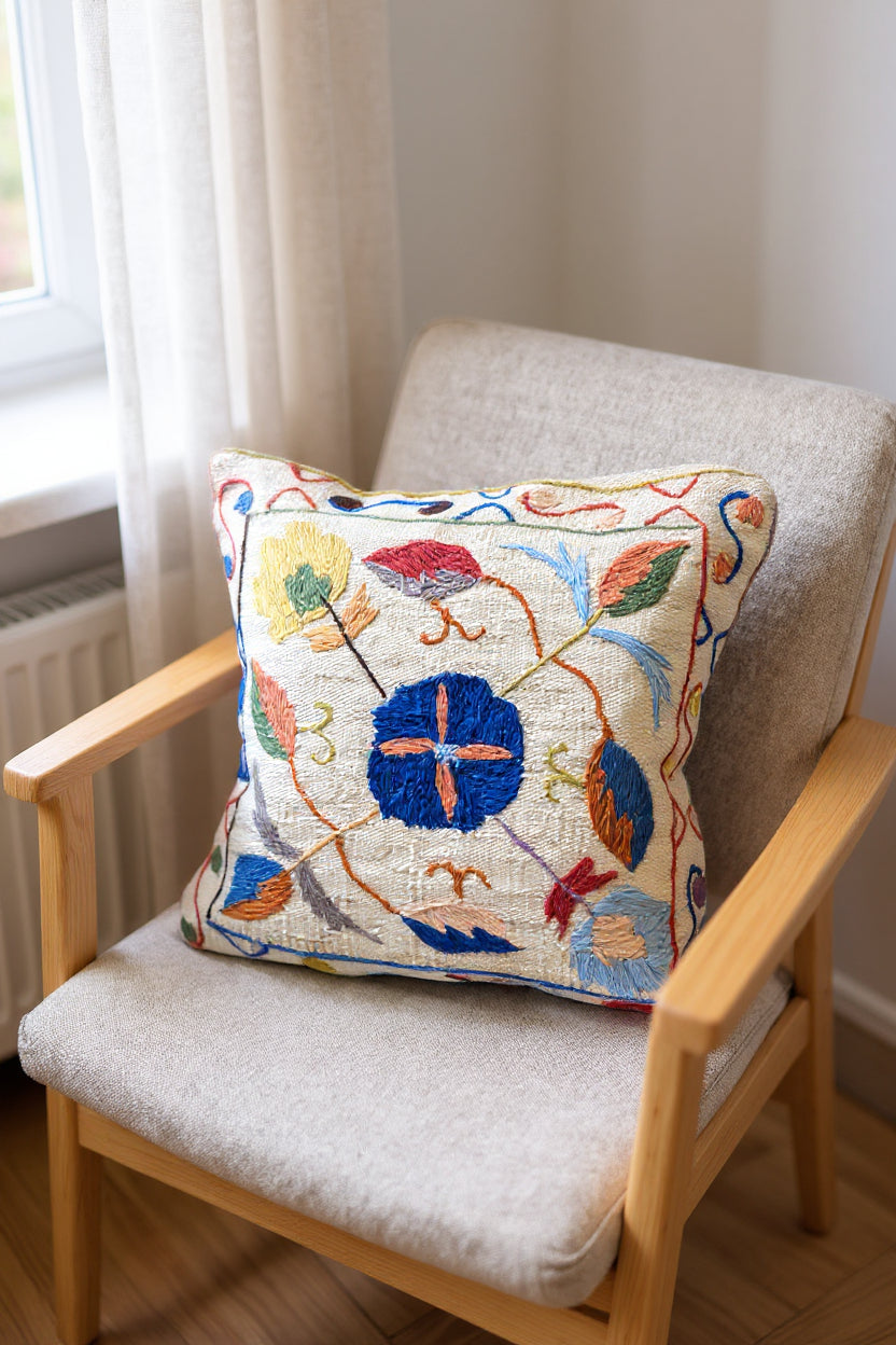 Suzani Hand Embroidered Cushion Cover - 45 x 45 cm