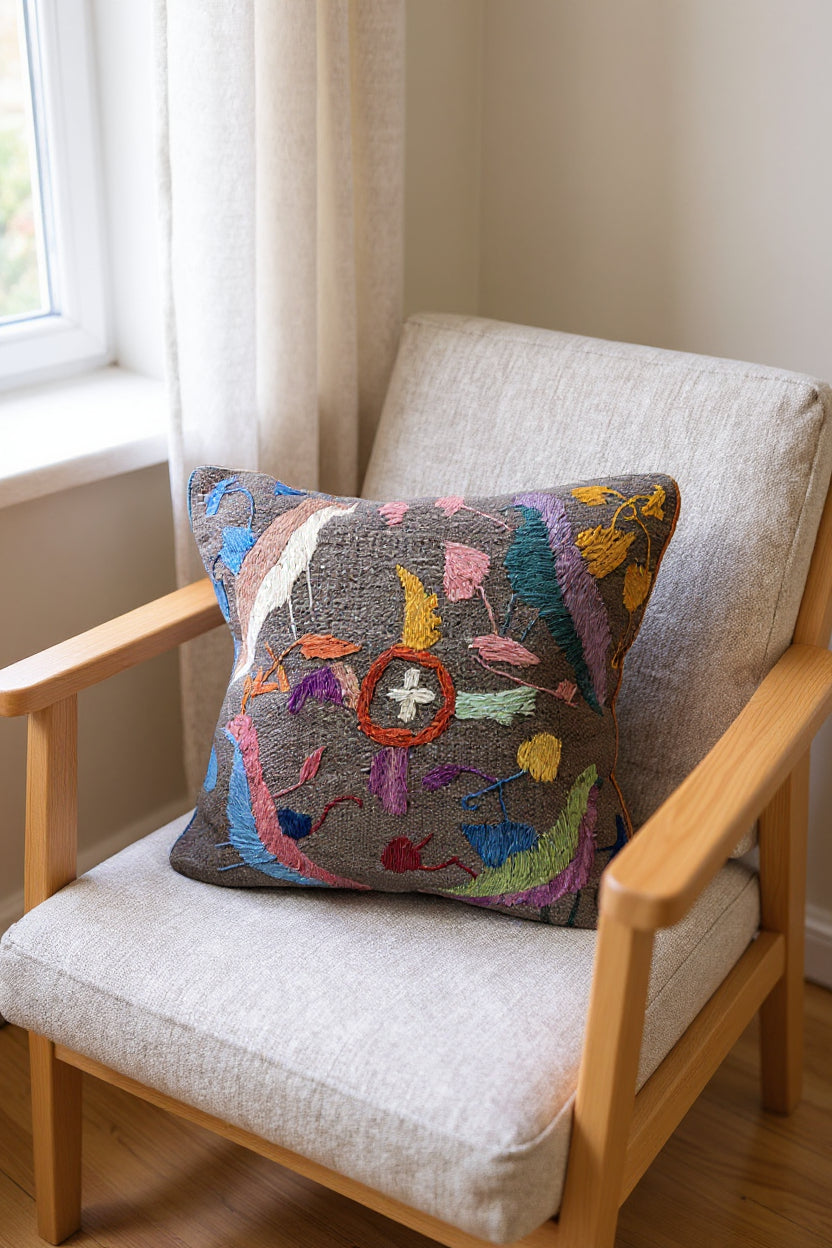Suzani Hand Embroidered Cushion Cover - 45 x 45 cm