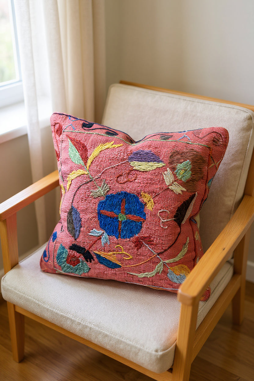 Suzani Hand Embroidered Cushion Cover - 45 x 45 cm
